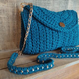 Pochette « Elégance dorée » bleu canard